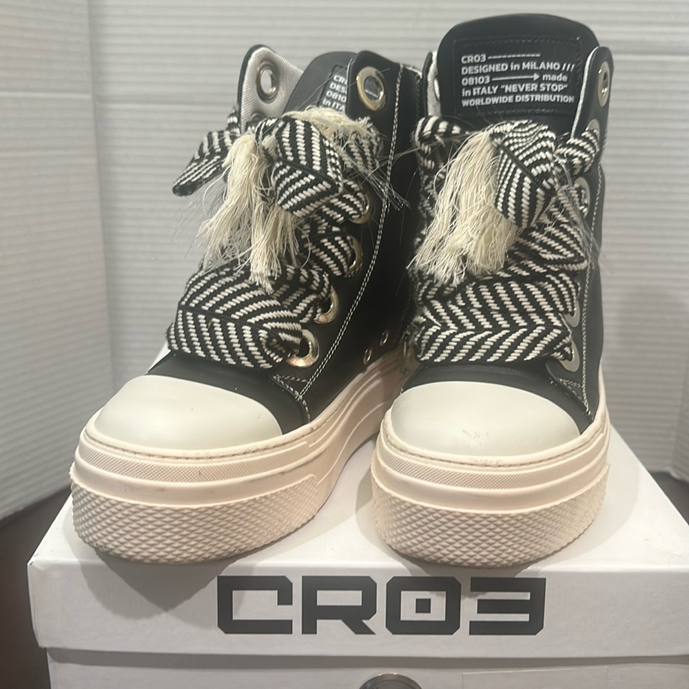 Cristianzerotre CRO3 Calipso D Leather Black Chunky Platform Boots Unisex